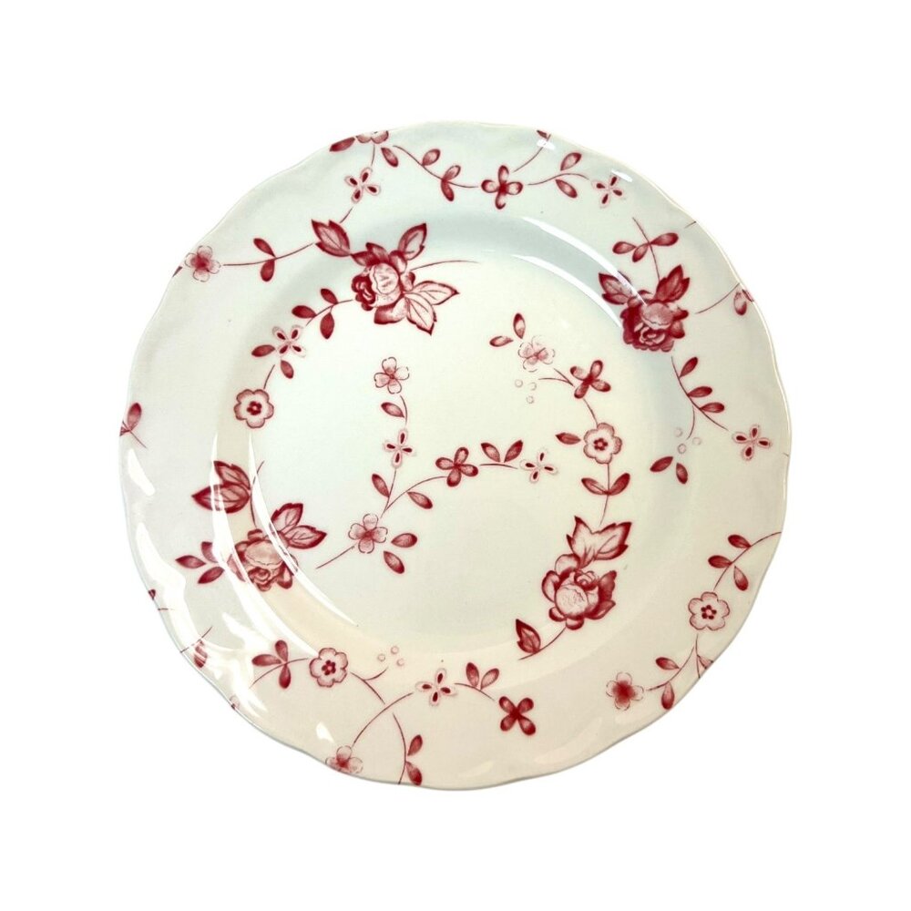 Red Floral Porcelain Dinner Plate - Brand Unknown